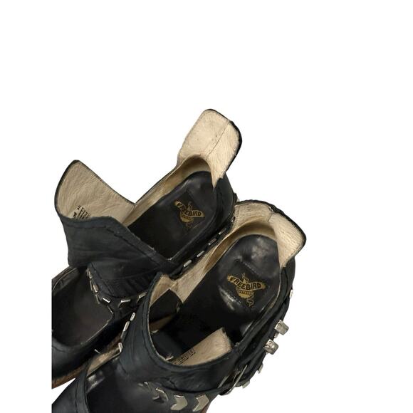 Freebird FB-Blade Black Leather Boho Western Harness Belt Cutout Booties Sz 10 - Picture 3 of 11